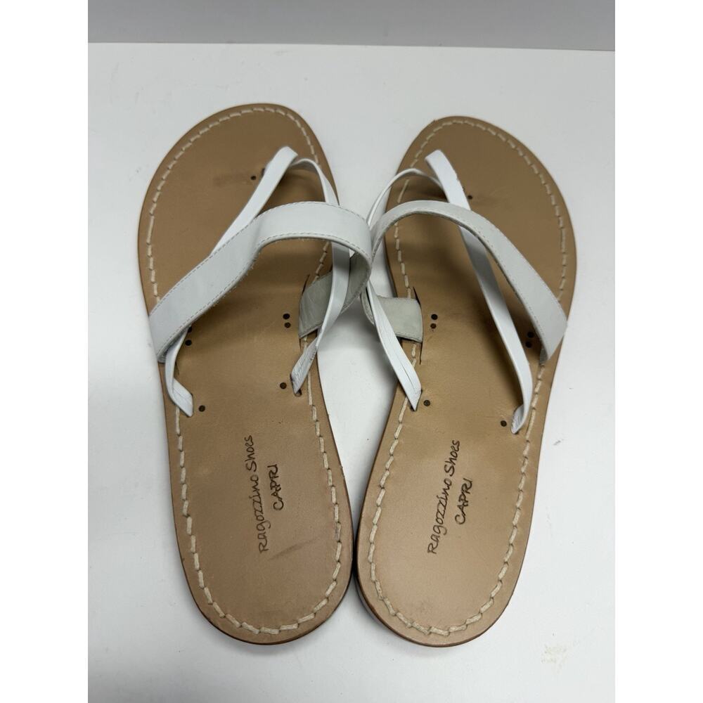 Capri Ragozzini Shoes Women’s White Leather Handmade Sandals Size 40 Summer - Picture 4 of 8